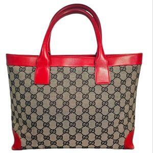 Gucci Monogram Tote, Shoulder Bag, Leather Trim